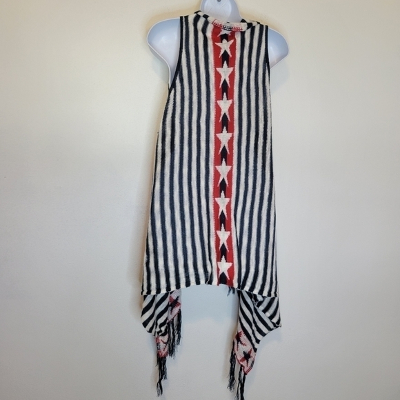 Unity world wear stars and stripes boho knit vest with fringe - Picture 1 of 6